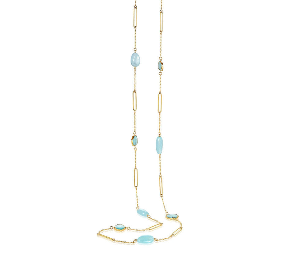 Chalcedony Aqua Paperclip Necklace