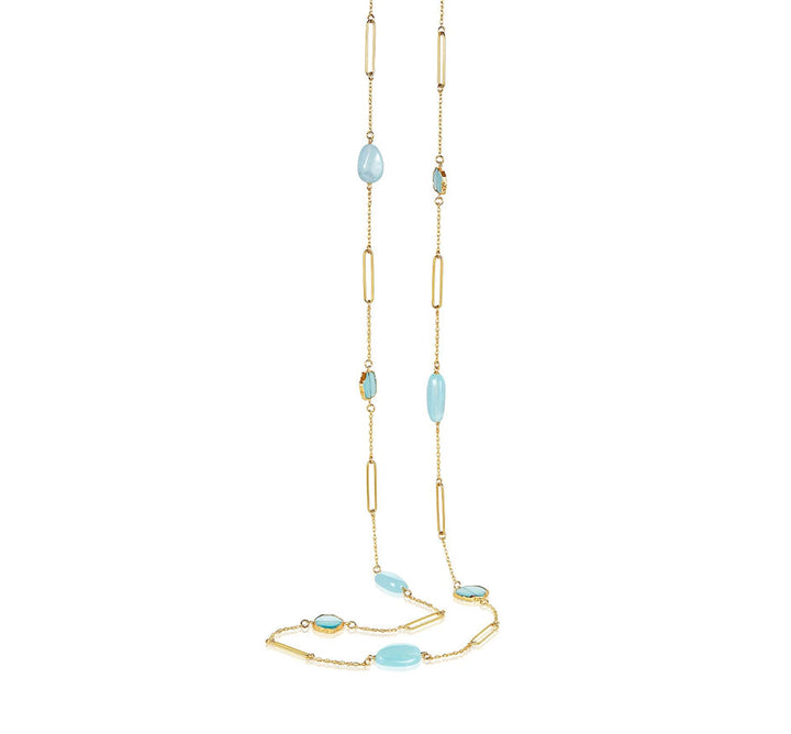 Chalcedony Aqua Paperclip Necklace
