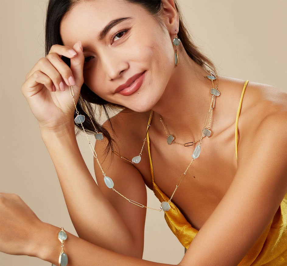 Chalcedony Aqua Paperclip Necklace