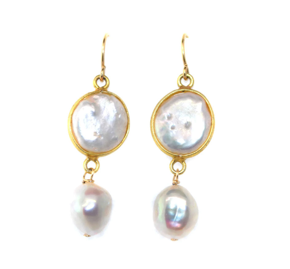 Circle Pearl Drop Earrings