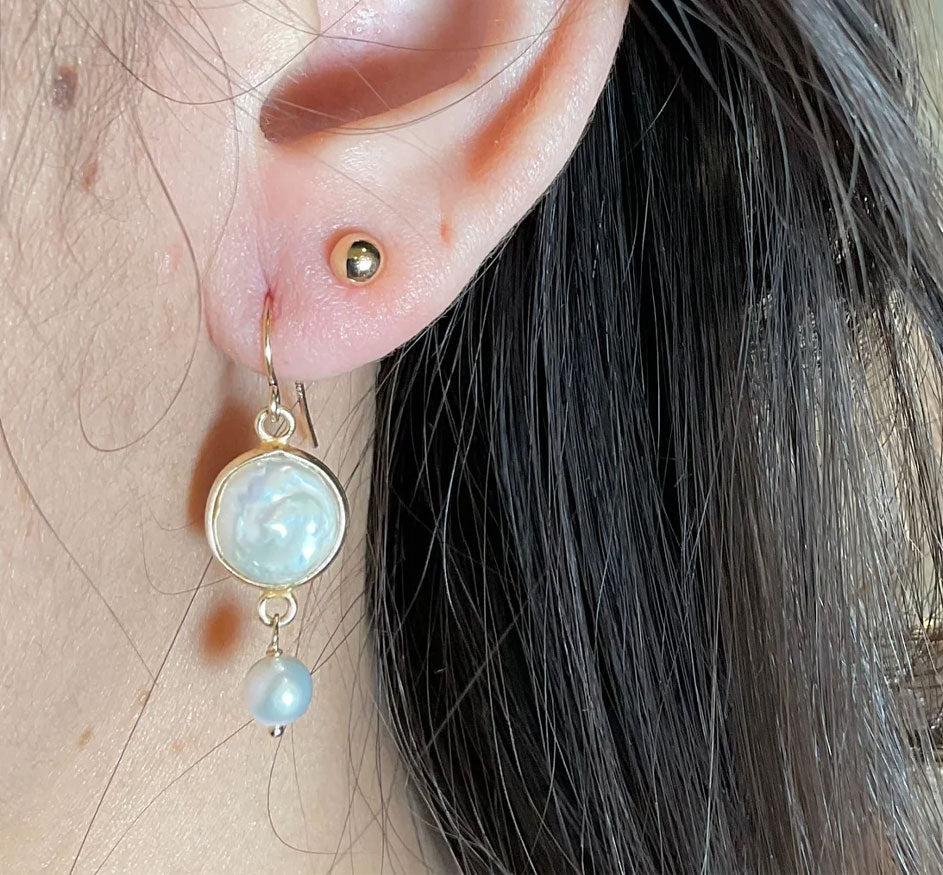 Circle Pearl Drop Earrings