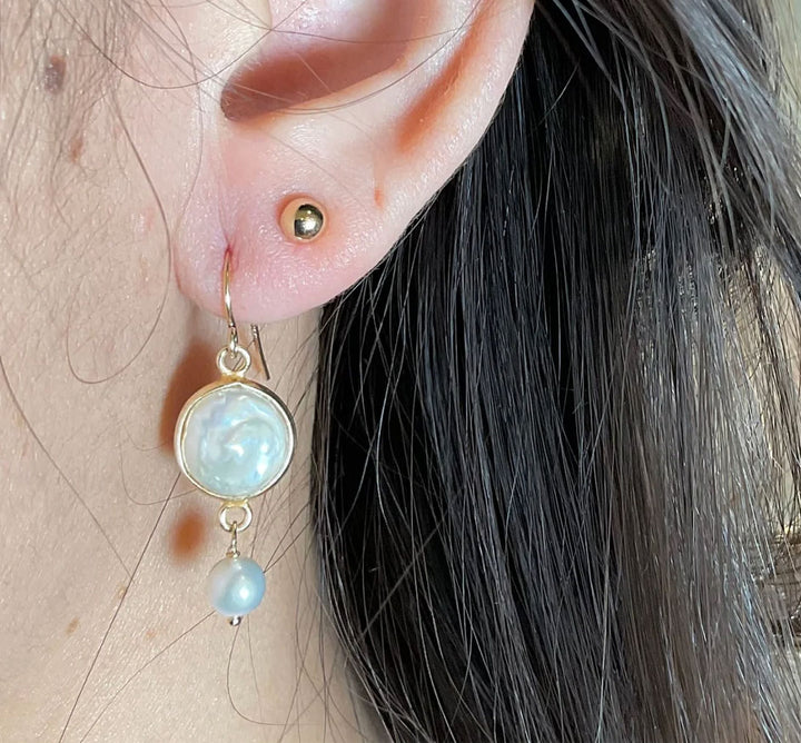 Circle Pearl Drop Earrings