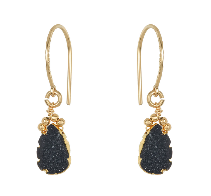 Druzy Teardrop Black Earrings
