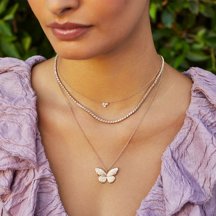 Triple Diamond Cluster Necklace