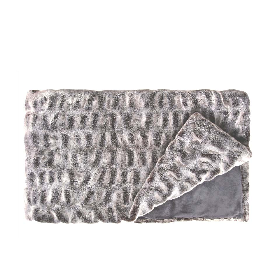 Couture Glacier Grey Mink Faux Fur Throws- DISC.- No longer available