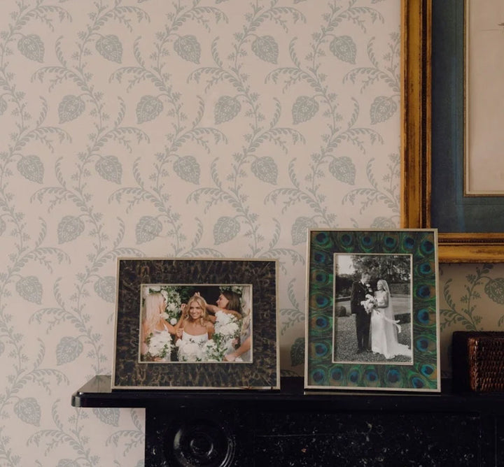 Faux Pheasant Feather & Silver Frame 5x7