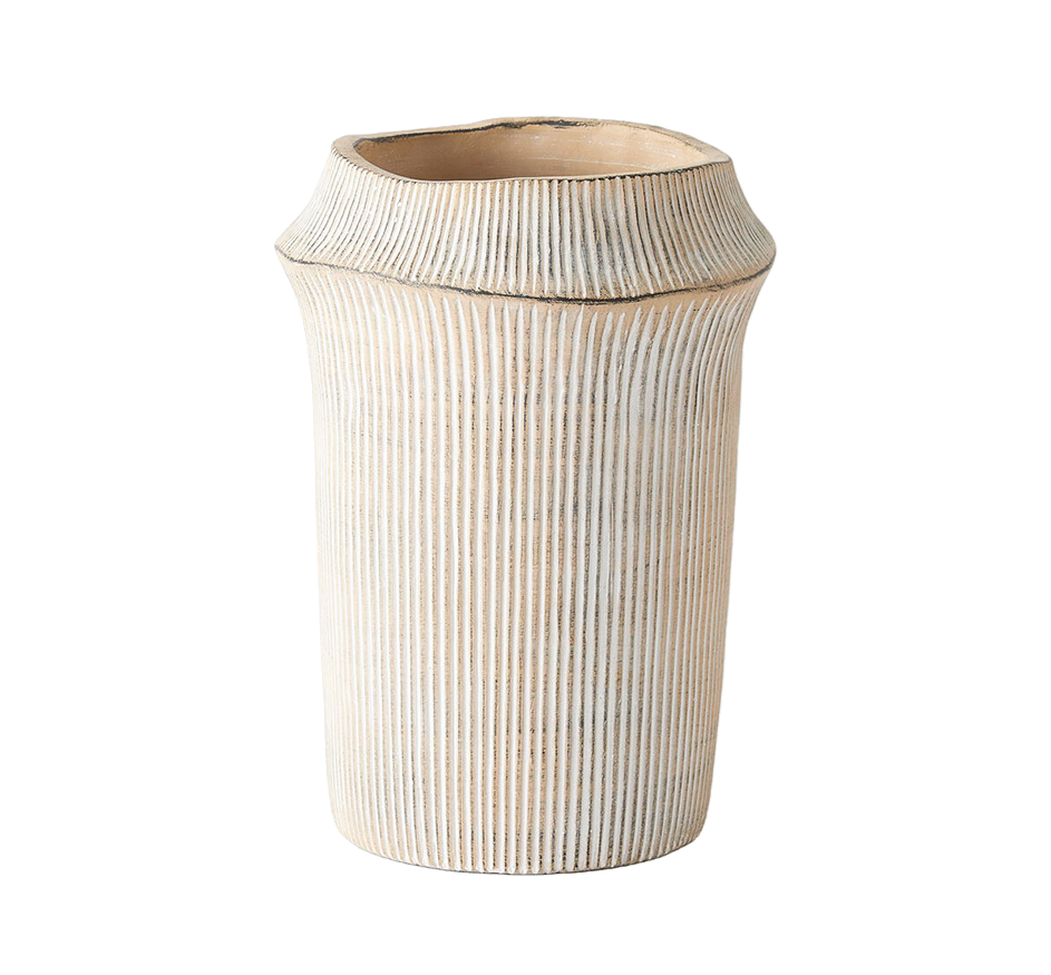 Frollo Ribbed Cement Vase 13"