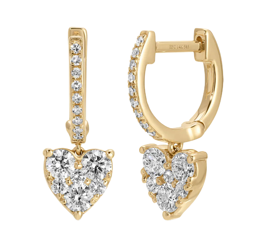 Full Cut Diamond Heart Mini Huggie Earrings
