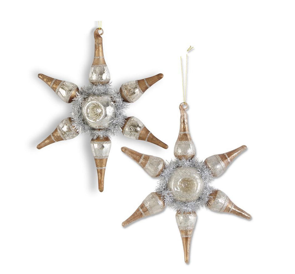 Star Ornament W/ Tinsel 8"