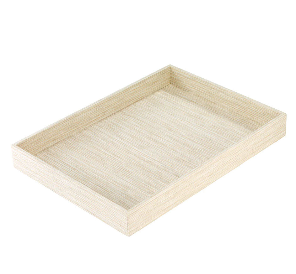 Grasscloth Rectangle Tray in Ecru