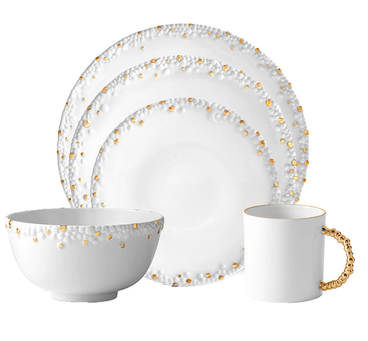 Haas Mojave Dinnerware Collection in White & Gold