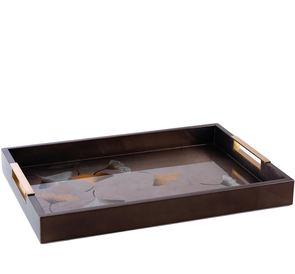 Hand Painted Gingko Tray - 20"W X 14"D
