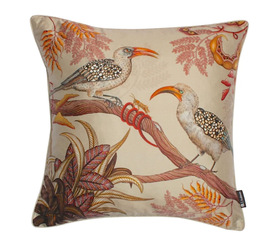 Hornbill Garden Pillow - Silk - Stone