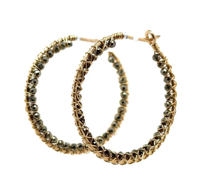 Inner Wrap Pyrite Hoops