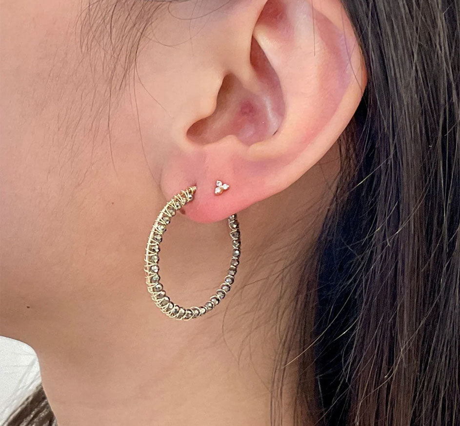 Inner Wrap Pyrite Hoops