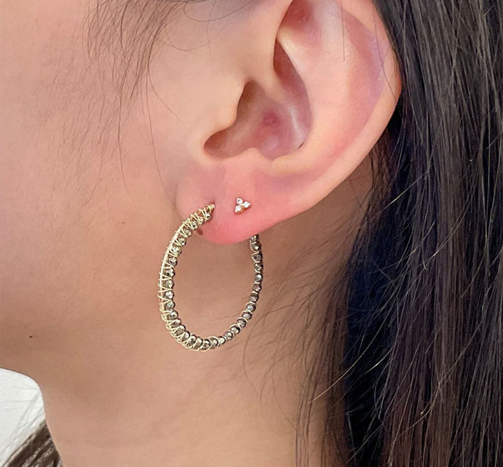 Inner Wrap Pyrite Hoops