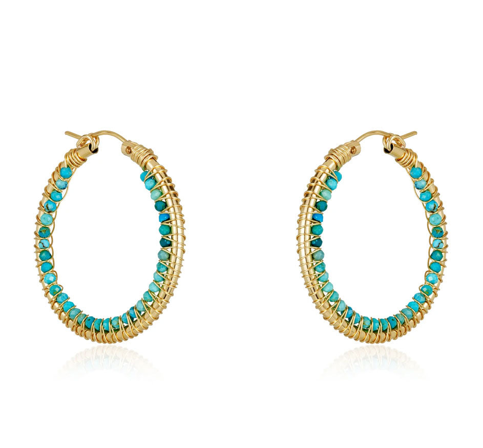 Inner Wrap Turquoise Hoops