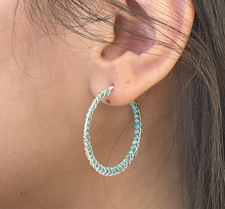 Inner Wrap Turquoise Hoops