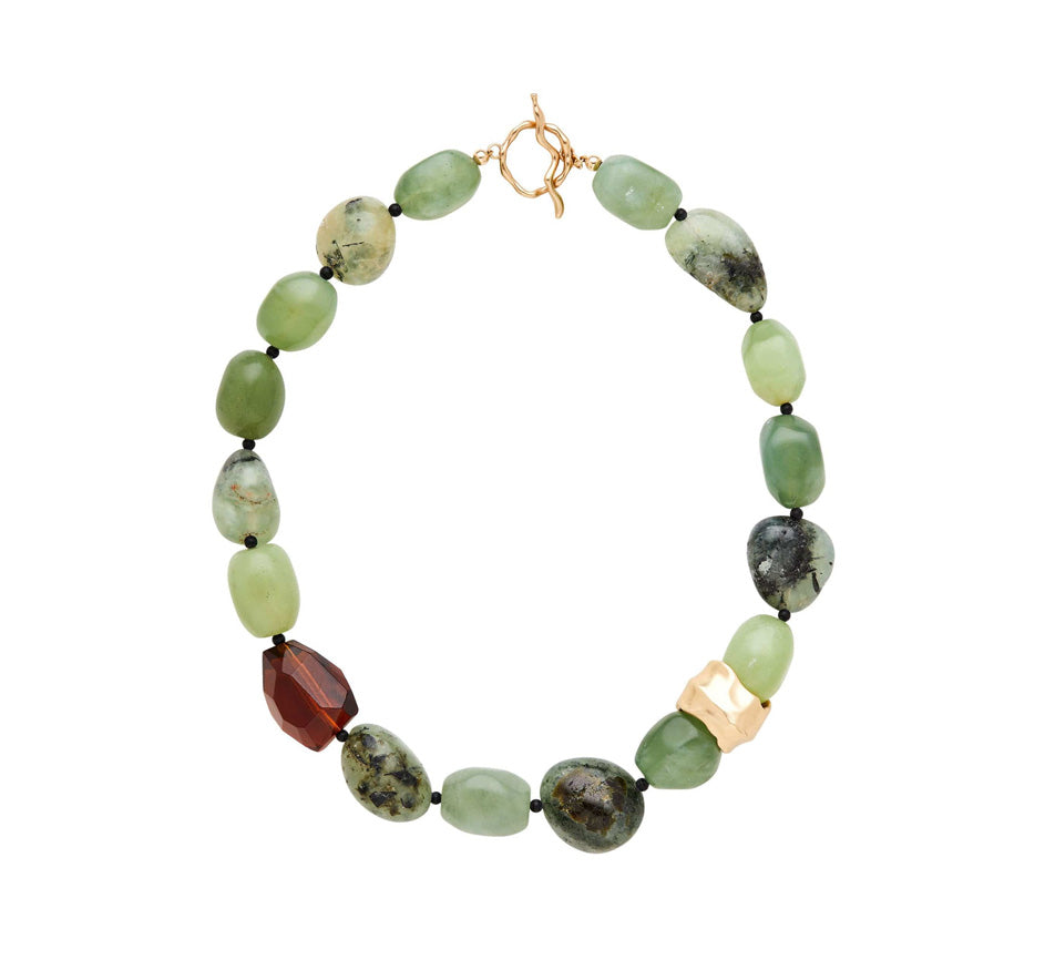 River Moss Prehnite Bronze Necklace