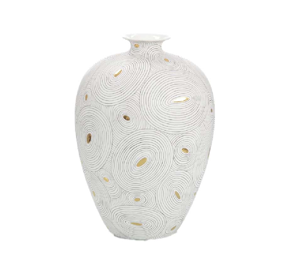 White Porcelain Vase with Gold