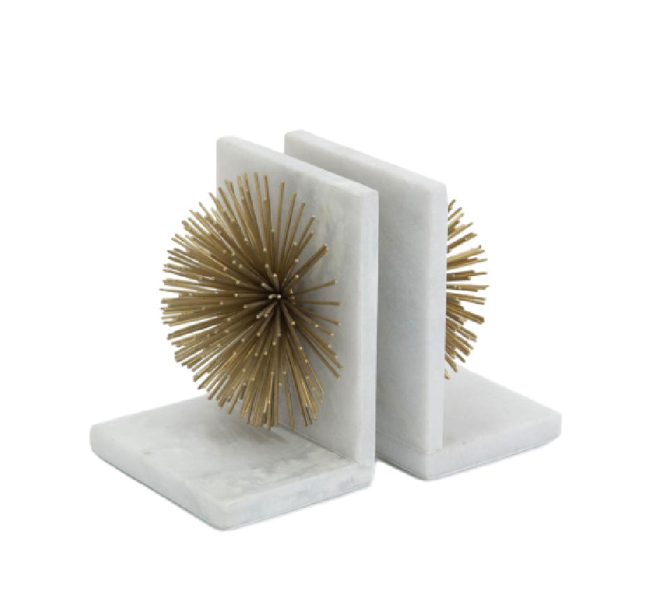 Gold Burst Marble Bookend Set