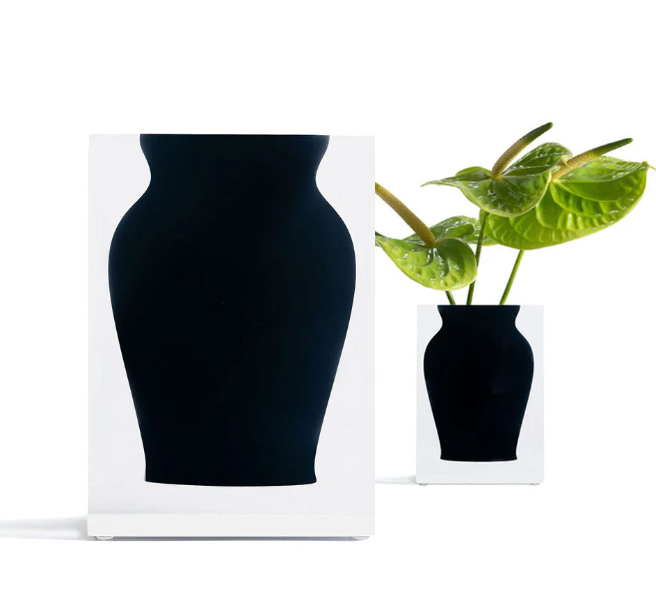 Henry Acrylic Vase In Black