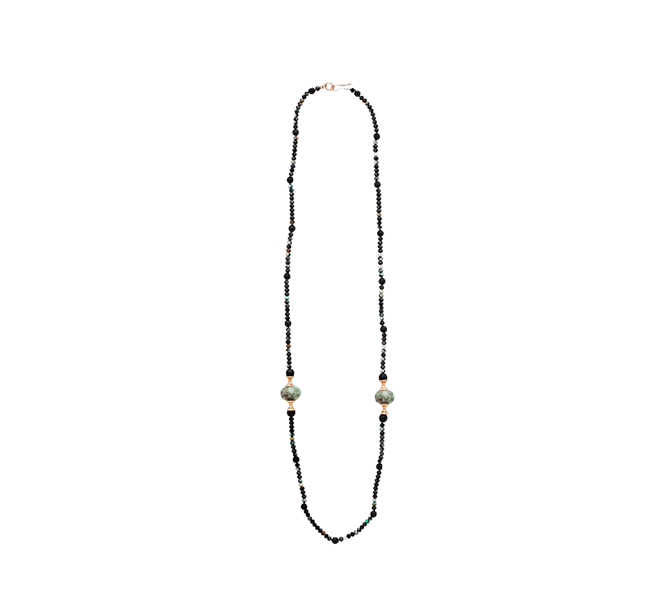 Juniper Variscite, Chrysoparse Bronze Necklace