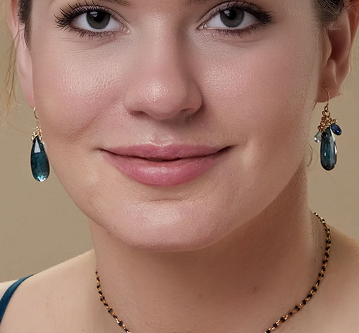 Kyanite Long Pear Earrings