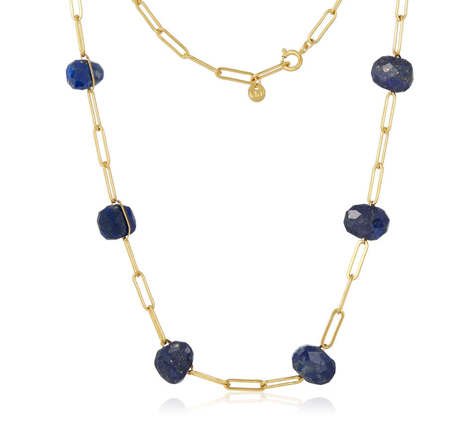 Lapis Wired Paperclip Necklace