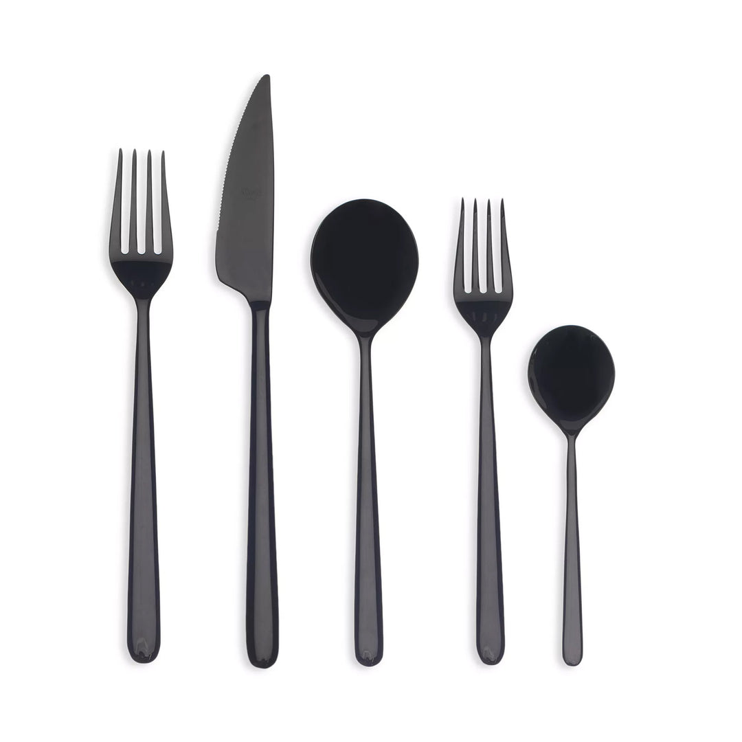 Linea 5 Piece Flatware In Oro Nero (Polished Black)