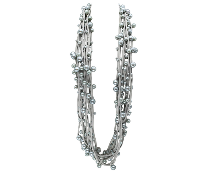 Faux Pearls on Textile Cord Necklace