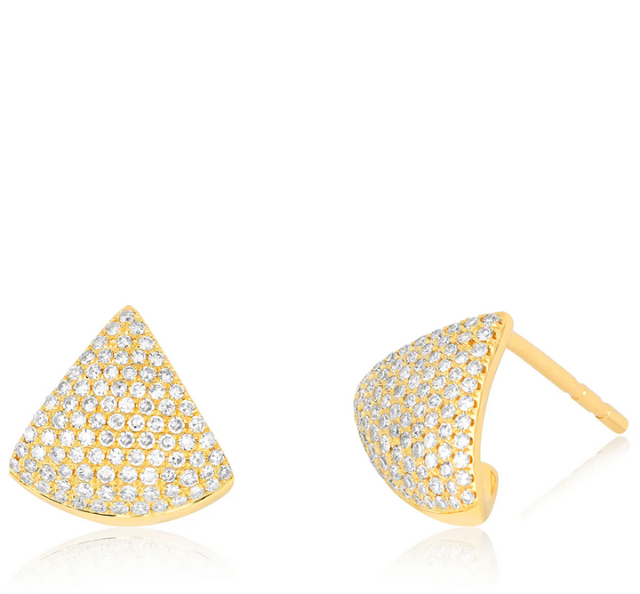 Solid Chevron Stud Diamond Earrings 14K