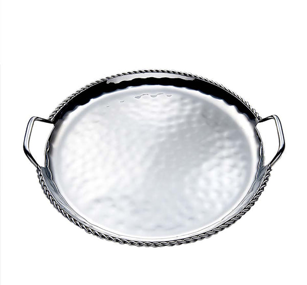 Paloma Round Tray with Braided Wire & Handles