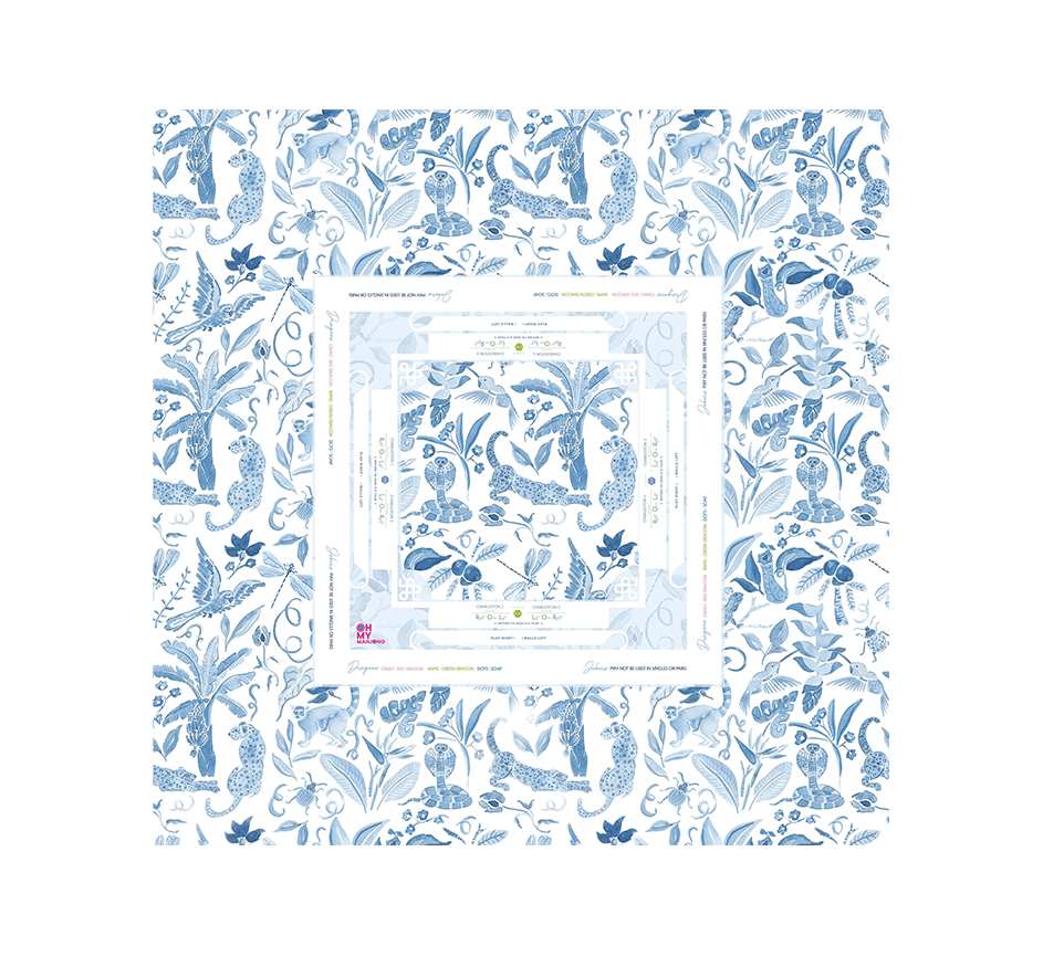 Mahjong Tablecloth - Amazon Blue