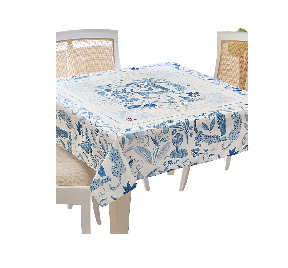 Mahjong Tablecloth - Amazon Blue
