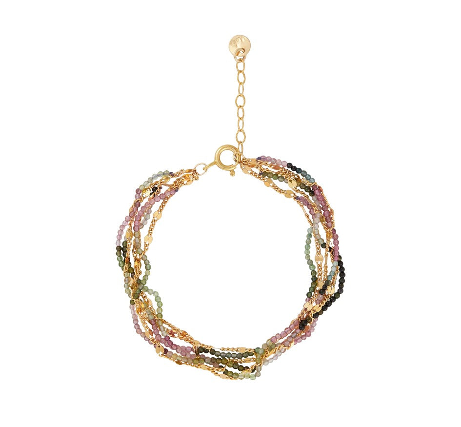 Tourmaline and Gold Multi-Strand Bracelet