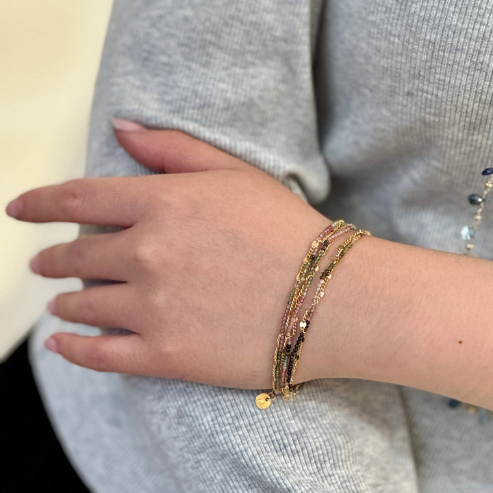 Tourmaline and Gold Multi-Strand Bracelet