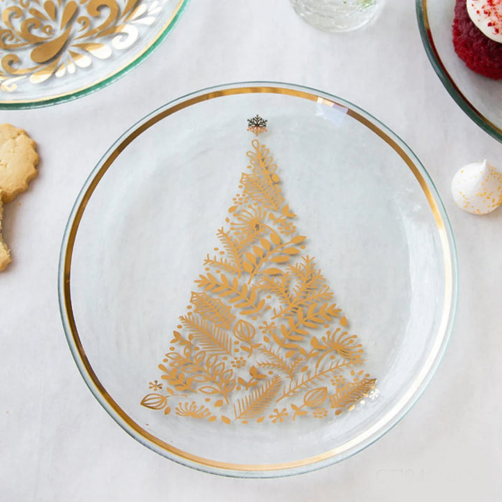 Christmas Tree Plate in Gold