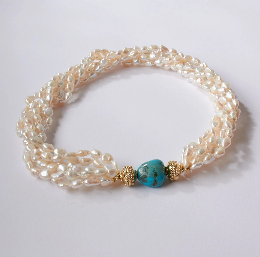 White Keshi Multi Strand Necklace