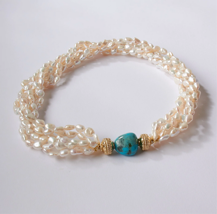 White Keshi Multi Strand Necklace