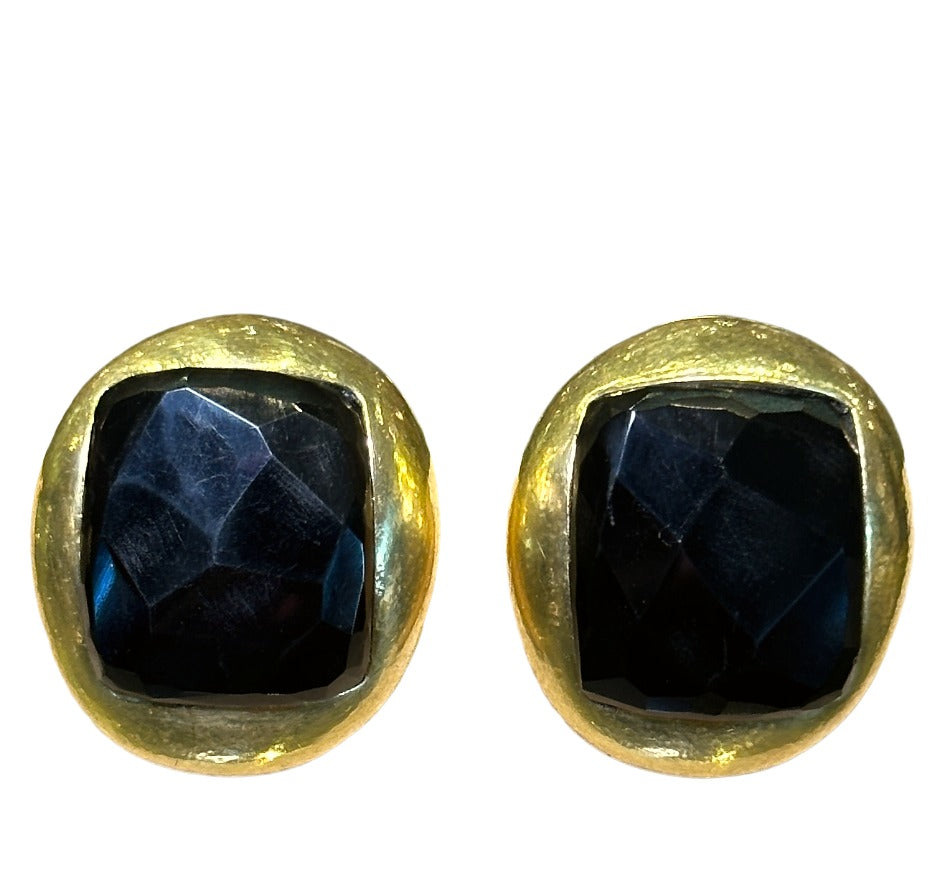 Soft Square In Round Button Clip Earring