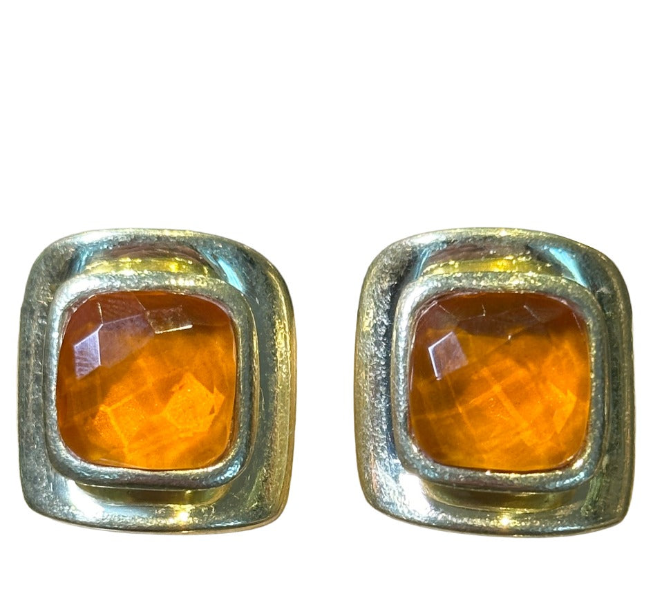 Soft Square Clip Earring with Stone