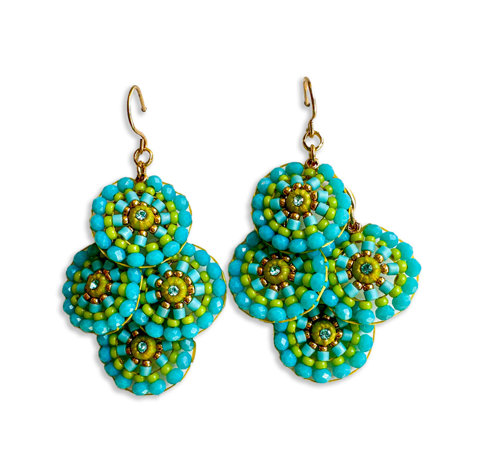 Miyuki 4 Circle Drop in Turquoise