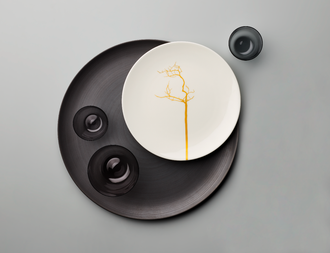 Golden Forest Dessert Plate