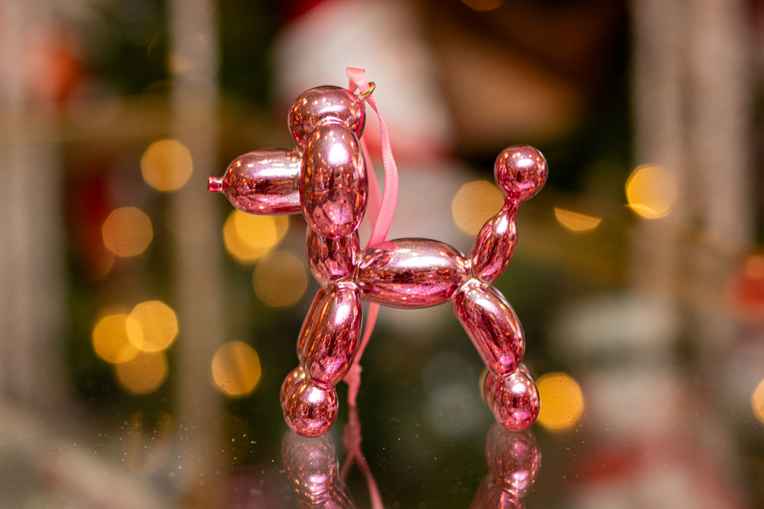 4" Pink Metallic Dog Ornament