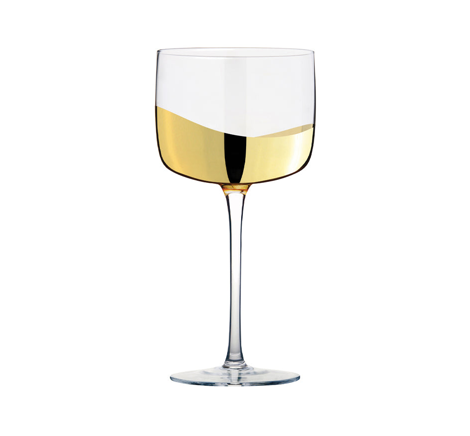 Wave Wine Glass in Gold