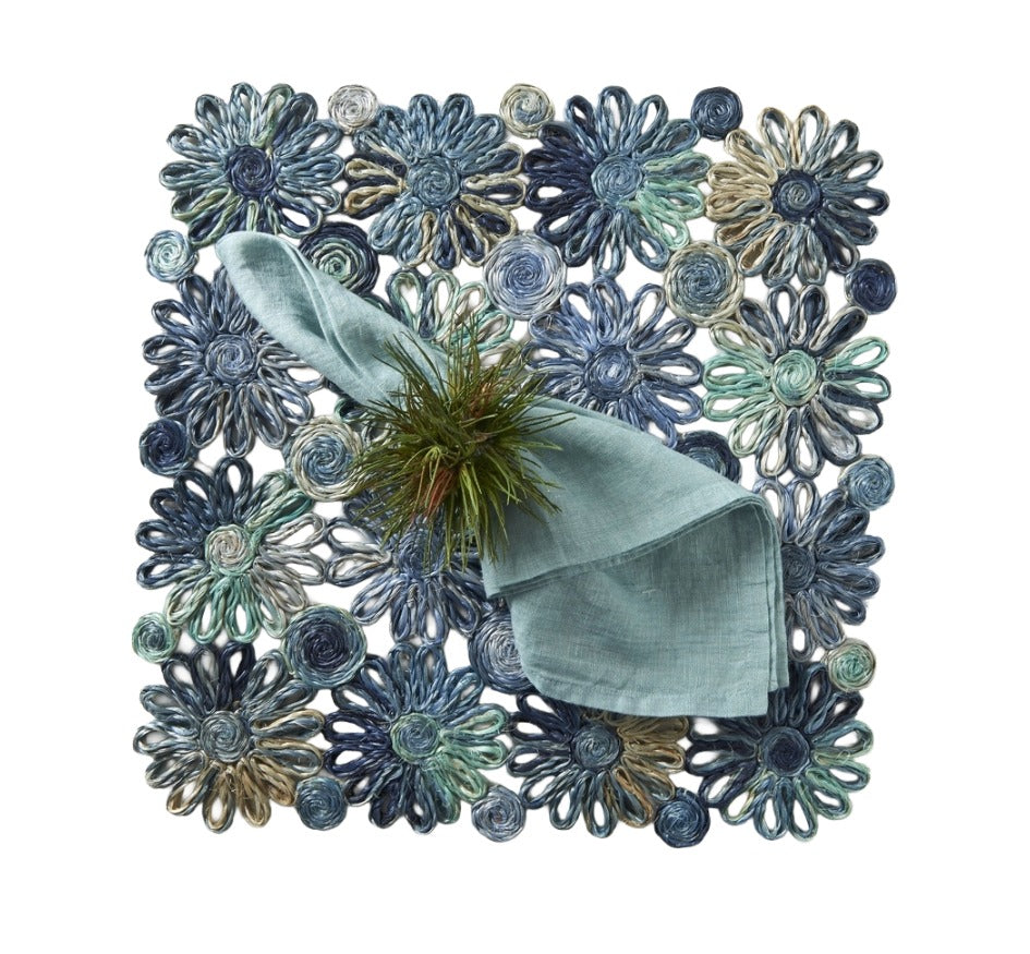 Patchwork Daisy Square Placemat in Blue