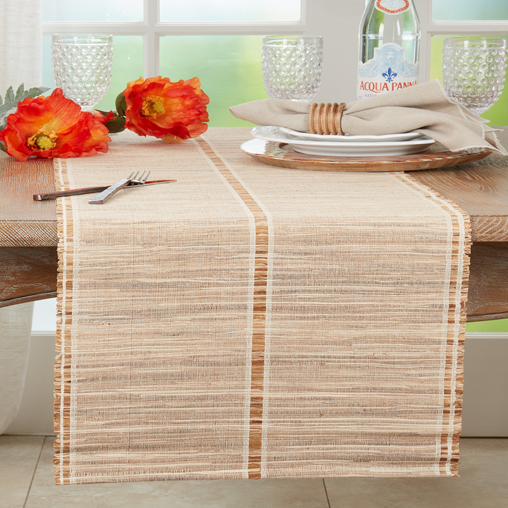 Striped Water Hyacinth Runner in Natural - 18x72"
