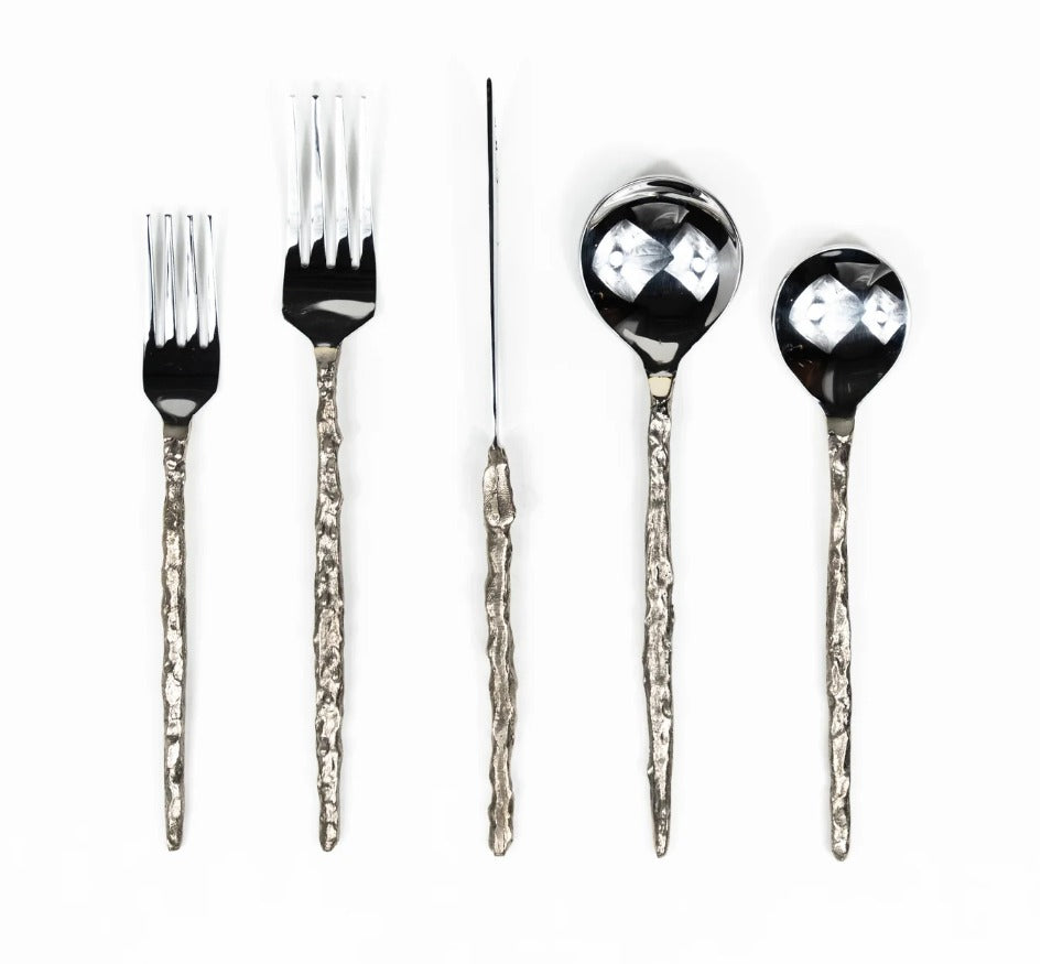 Sand Drip Flatware Set in Brass