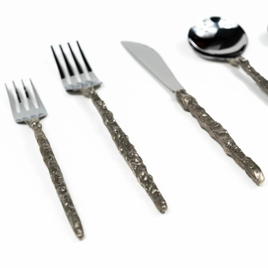 Sand Drip Flatware Set in Brass